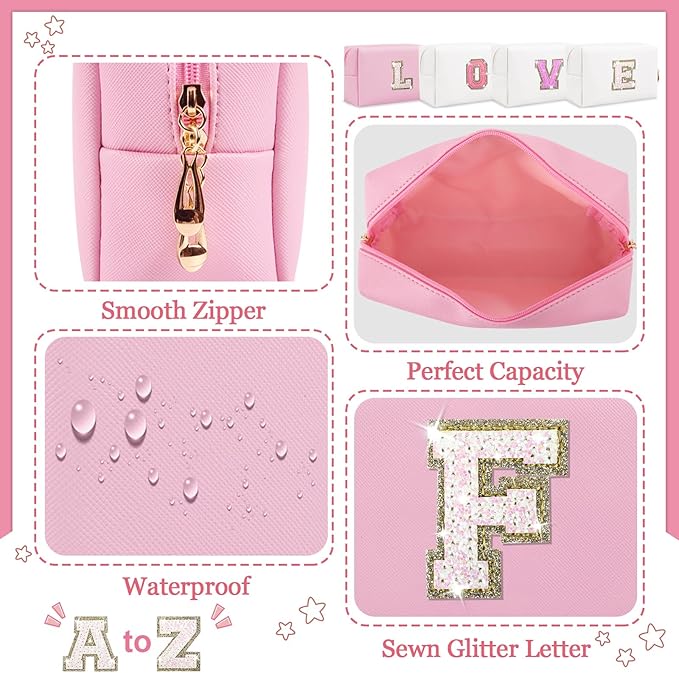 Personalized initial letter makeup bag,