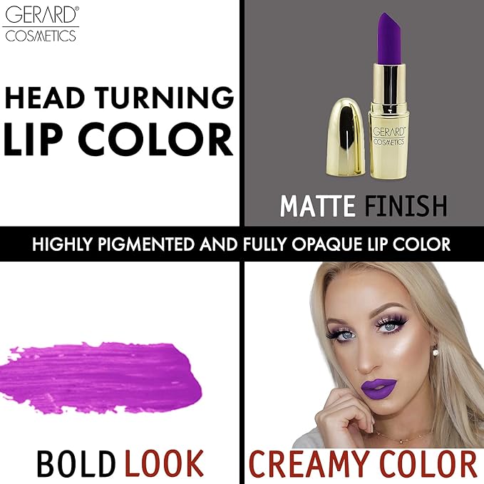 Gerard Cosmetics Lipstick Grape Soda | Purple Lipstick with Comfort Matte Finish | Highly Pigmented, Smooth Formula with Hydrating Ingredients | Cruelty & Made in USA