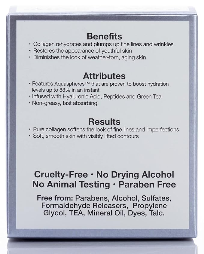 Hydra-Lift Collagen + Hyaluronic Acid Face Cream Firming Skin Care Moisturizer Infused Peptides & Green Tea - Rehydrates & Plumps Fine Lines + Wrinkles For Visibly Lifted Contours, 1Oz