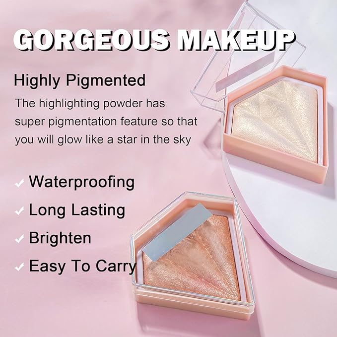 White Highlighter Makeup Palette Face Highlighter Powder Iluminadores Quicksand Gold