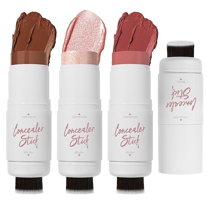 3 Pcs Cream Contour Stick Makeup Kit,Shades with Long-lasting Effect(#01,05,08)