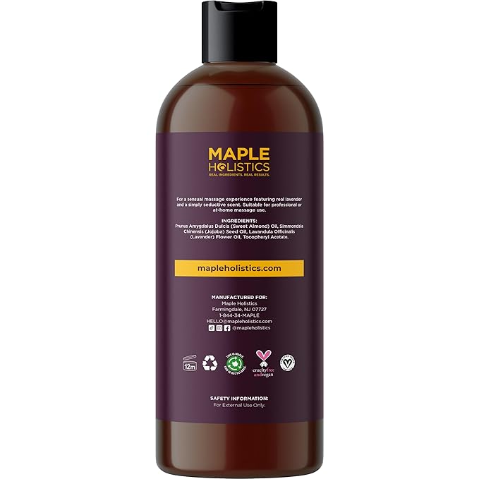 Aromatherapy Sensual Massage Oil for Couples - Relaxing Lavender Massaging Oil for Massage Therapy with Vitamin E Jojoba & Sweet Almond - Naturally Scented Vegan Non GMO & Gluten Free (16 Fl Oz)