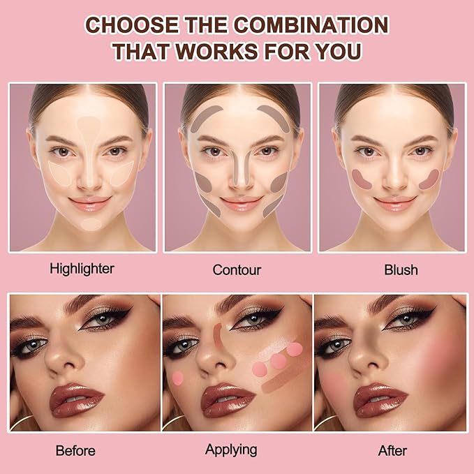 3 Pcs Cream Contour Stick Makeup Kit,Shades with Long-lasting Effect(#02,06,09)