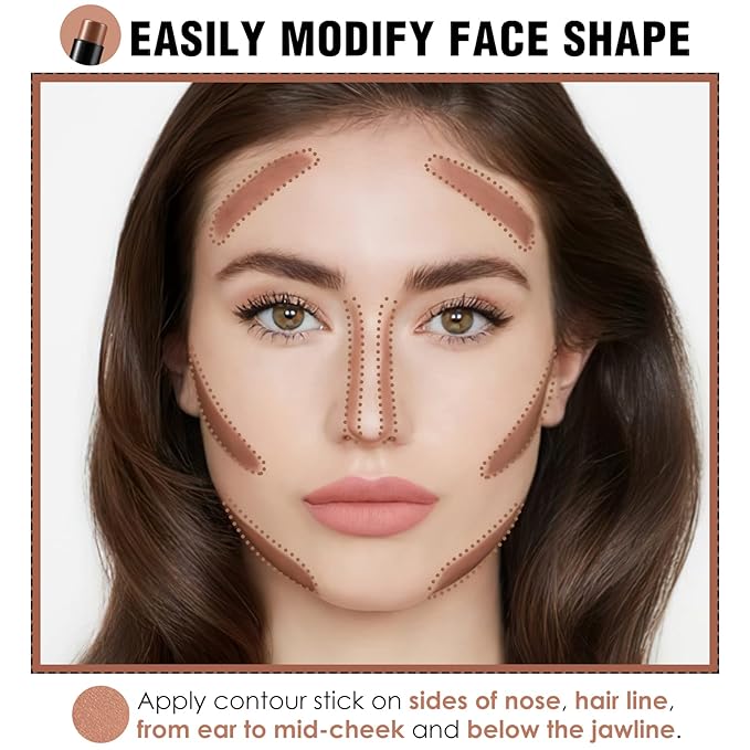 FOCALLURE Cream Contour Stick, Matte Bronzer Stick, Professional