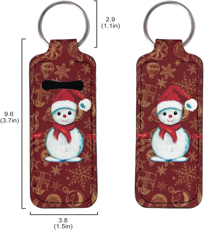 Chapstick Holder Keychain Christmas Cute Snowman Balm