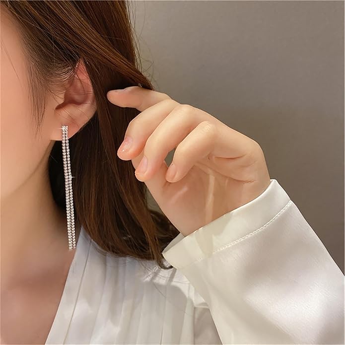 Vintage Rhinestone Chandelier Drop Earrings Long