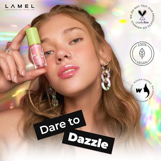 Lamel Dazzle Glow Crystal Clear Lip Gloss - Hydrating Lip Gloss - Non Sticky Lip Gloss - Colored Lip Gloss - Lip Gloss Color - Mini Lip Gloss - Moisturizing Lip Gloss - №403 Fancy