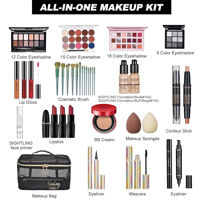 All In One Makeup Kit, Travel Makeup Kit,
