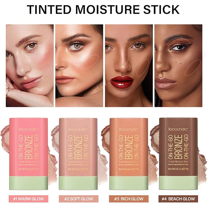 On-The-Go Bronzer Stick,Multi-Use Cream Contour Stick,Natural Long Lasting Stick,Multi-Use