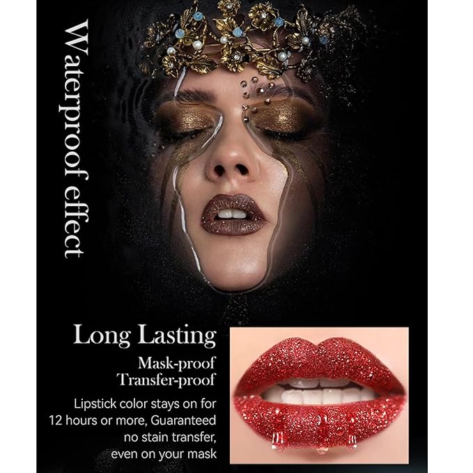 Metallic Diamond Glitter Lipstick, 3 Colors Diamond Lip