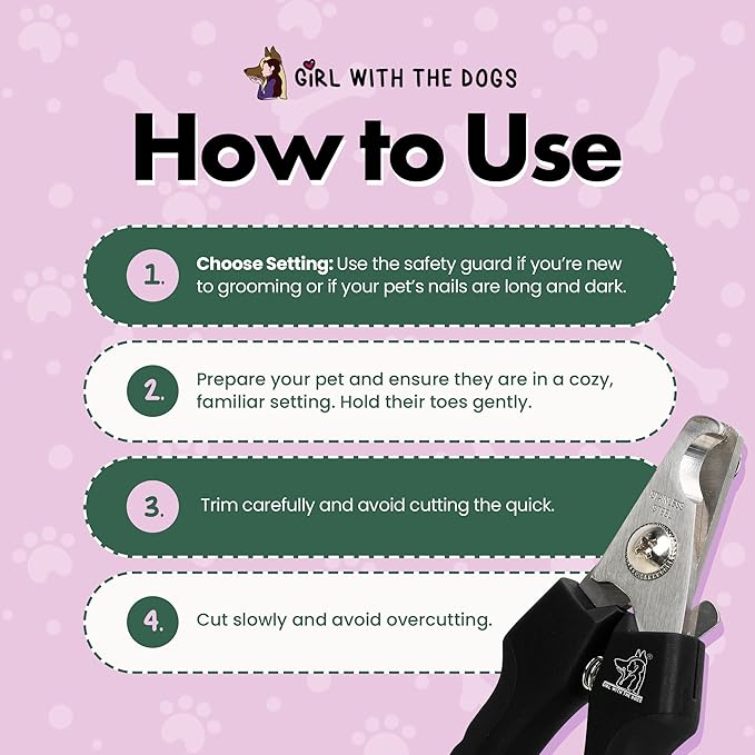 Pet nail clippers by girl