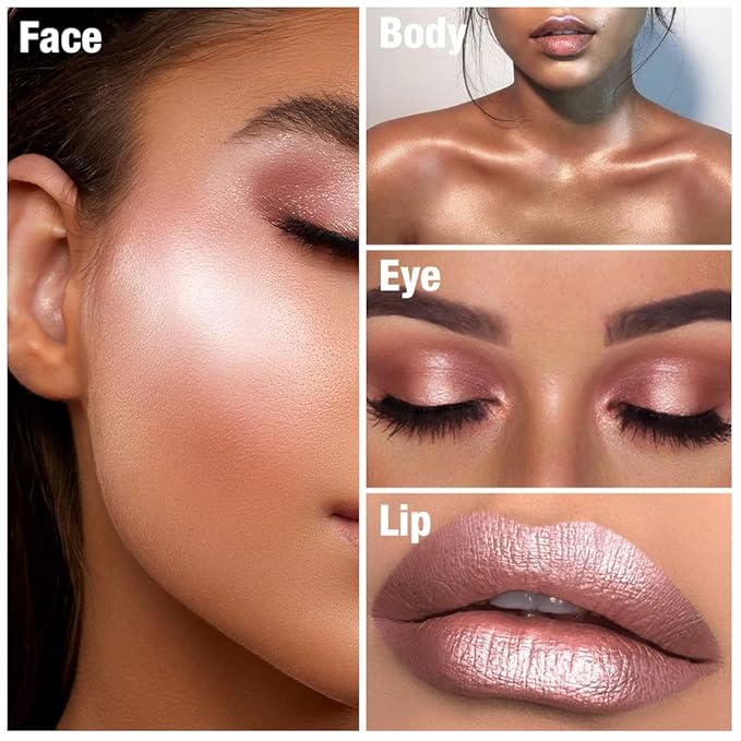 Chubby Cream Highlighter Stick for Face, Glitter Eyeshadow Peach Shimmer