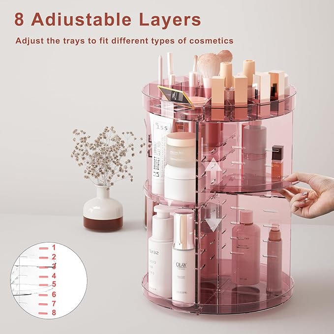 360 rotating makeup organizer with