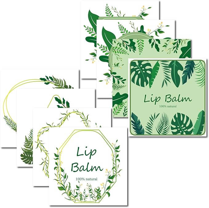 CRASPIRE Lip Balm Labels 80pcs Homemade Green)