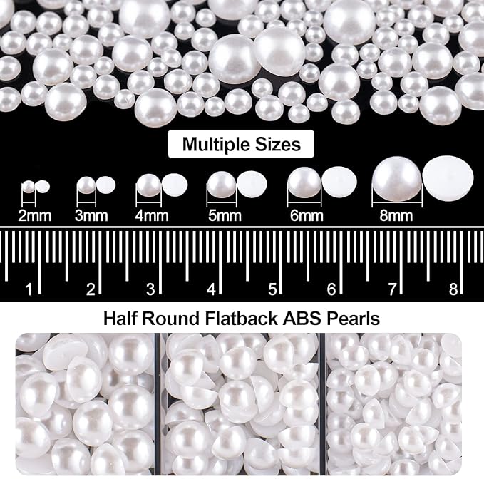 Flat Back Rhinestone+Half Round Pearl Kits Colorful Rhinestones+White