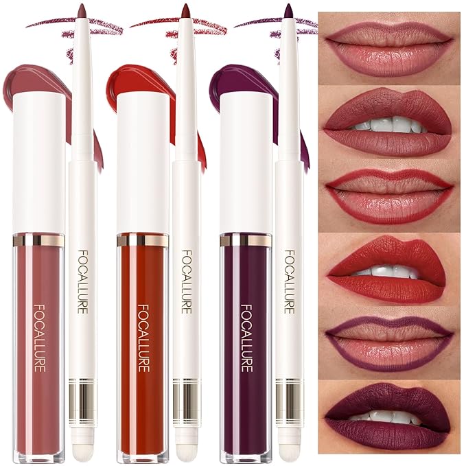 FOCALLURE KISSPROOF 6Pcs Liquid Lipstick & Lip Line