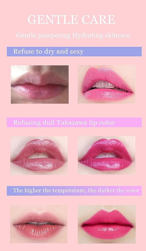 Blue Rose Color Changing Lipstick Tinted Lip Balm,Shimmer PH Changing Lip Gloss, Matte Velvet Color Revealing Moisturizing Pearlescent Waterproof Long Lasting Pink Lips for Women (01#)