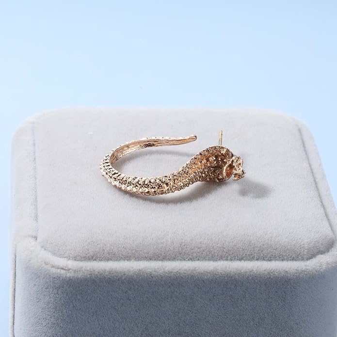 Vintage Snake Studs Earrings Gold Snake