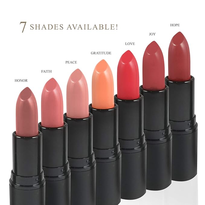 All Natural Lipstick, Semi Matte Lip Color, Moisturizing Lipstick, Non Toxic, Non GMO, Highly Pigmented, Long Lasting Lipstick, Vegan Makeup for Women (7 Shades)