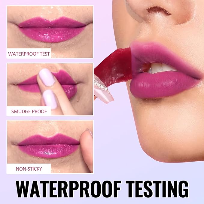 Erinde 2 Colors Peel Off Matte Lip Tint Stain, Magic Tattoo Lip Gloss, Waterproof Tinted Lip Stain, Non-Stick Cup, Long Lasting Natural Nude Matte Lip Makeup, Set C