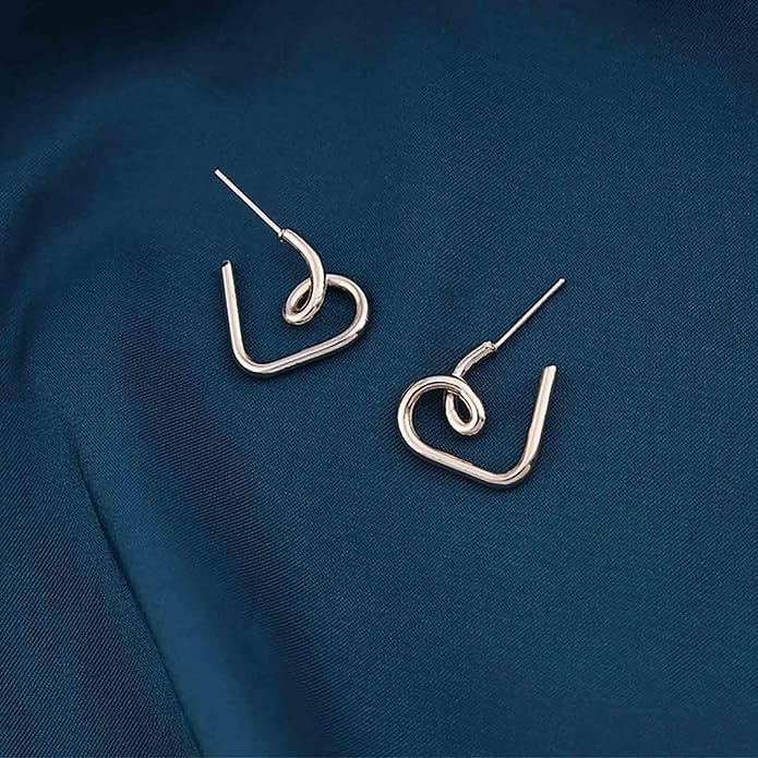 Vintage Heart Hoop Earrings Gold Heart