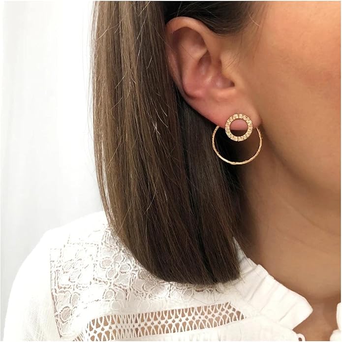 Vintage Crystal Circle Ear Jacket Earrings
