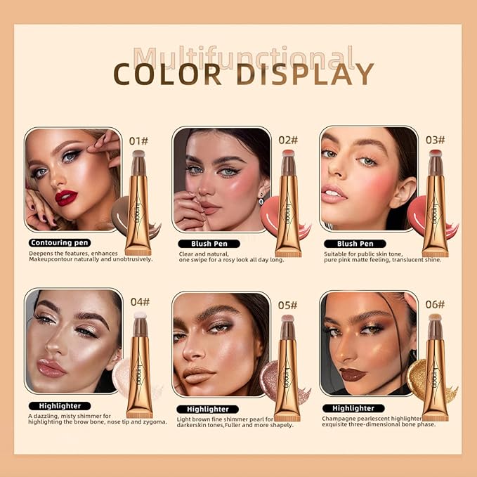 2 Pack Contour Beauty Wand, Highlighter ,Face Concealer Rose Gold)