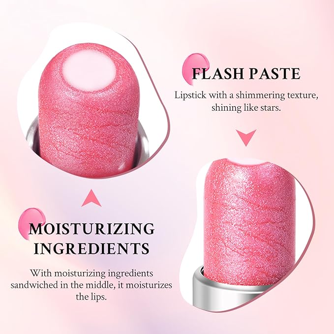 Jelly Glitter Lipstick, Magic Color Changing Lip Stain Queen, Hydrating Long Lasting Tinted Lip Balm with Creamy Texture, High Pigmented Non-Stick Lip Stain Glitter Lip Gloss Makeup, 05