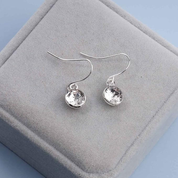 Crystal Dangle Drop Earrings Silver Dangle