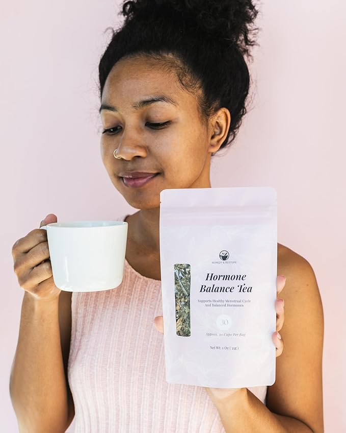 Remedy & Restore Herbal Tea for Hormone Balance - Natural Menstrual Cycle Support, Spearmint Flavor, Loose Leaves, 1 Count