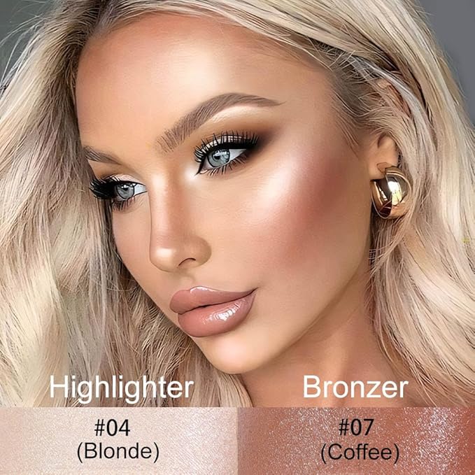 Kaely 2Pcs Cream Contour Highlighter Stick Kit,Bronzer Cheek Stick Waterproof,04+07