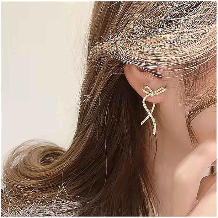 Vintage Crystal Bow Earrings Rhinestone Bow