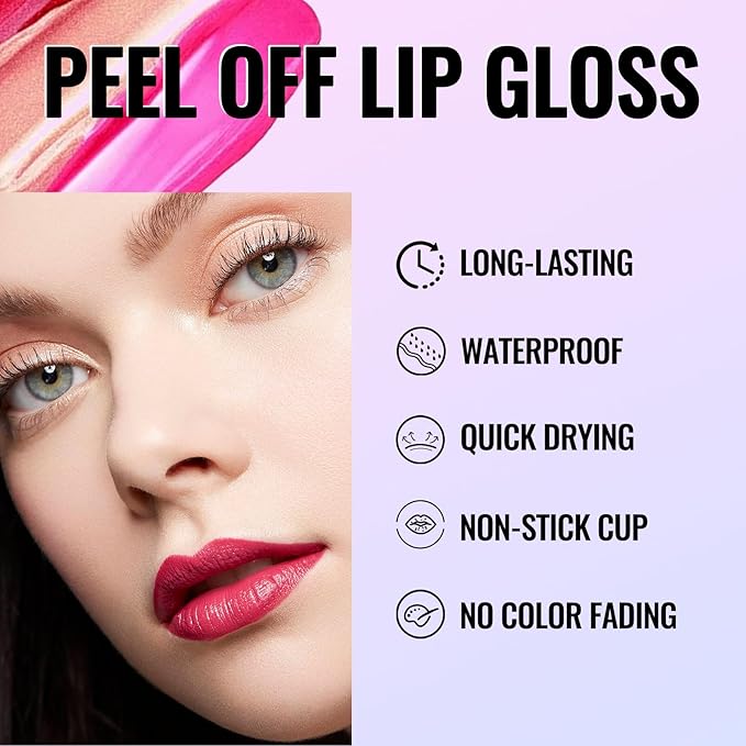 Erinde 2 Colors Peel Off Matte Lip Tint Stain, Magic Tattoo Lip Gloss, Waterproof Tinted Lip Stain, Non-Stick Cup, Long Lasting Natural Nude Matte Lip Makeup, Set C
