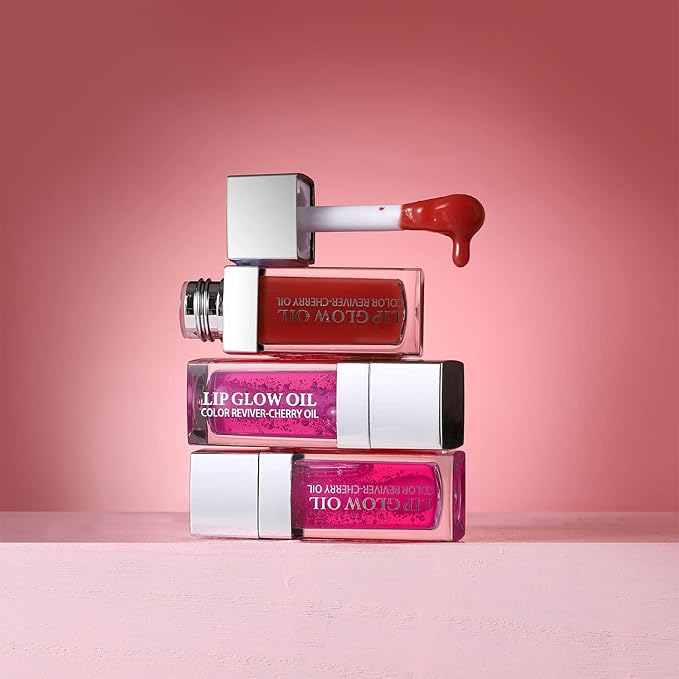 2 PCS Plumping Lip Glow Oil(CHERRY), Clear Tinted Lip Gloss Set, Moisturize Nourish and Enhance Your Lips with a Natural Long-Lasting Shine - Perfect for Any Occasion