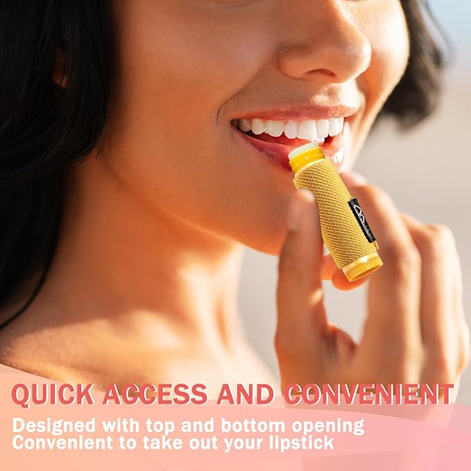 WK IEASON - Lip Balm Holder Keychain Clip (Beige/brown/yellow)