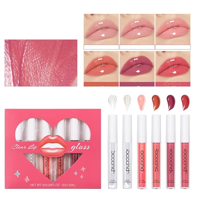 Hydrating Lip Gloss Set 6 Colors Moisturizing Glossy Hydrating