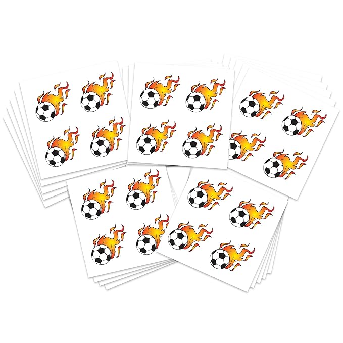 FashionTats Sport Spirit Temporary Tattoos | 100 Tattoos Soccer Ball)