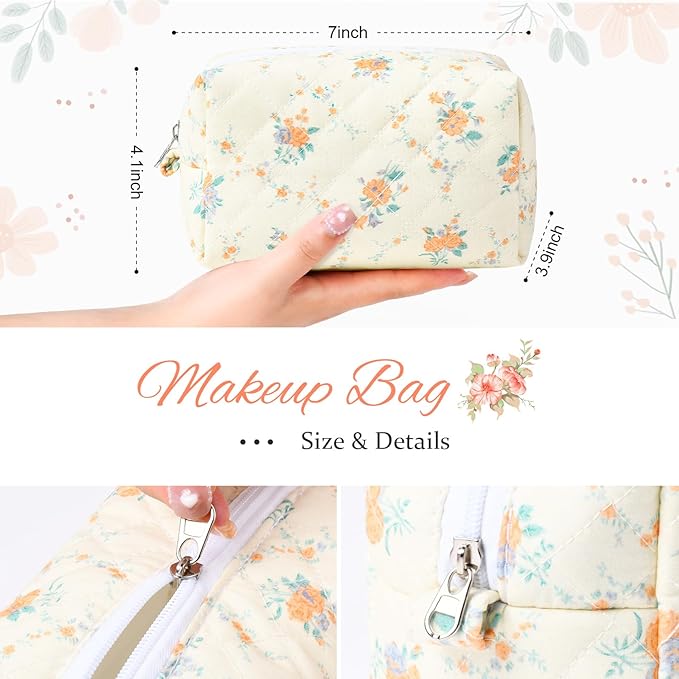 Soidram floral makeup bag quilted