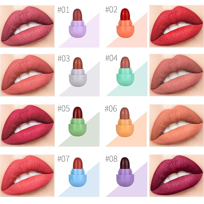 8 Colors Mini Matte Lipstick Set, Lipstick Capsules, Mini Capsule Tubes,Waterproof, Long Lasting, 24 Hour Wear, Cute Mini Lipstick for Girls and Women