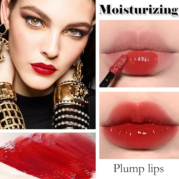 6 Colors Lip Tint Stain Set, Korean Lip Gloss Plumping Lip Tint Moisturizing Watery Mini Liquid Lipstick, Multi-use Lip and Cheek Tint, Long Lasting,Non-Stick Cup Lip Makeup
