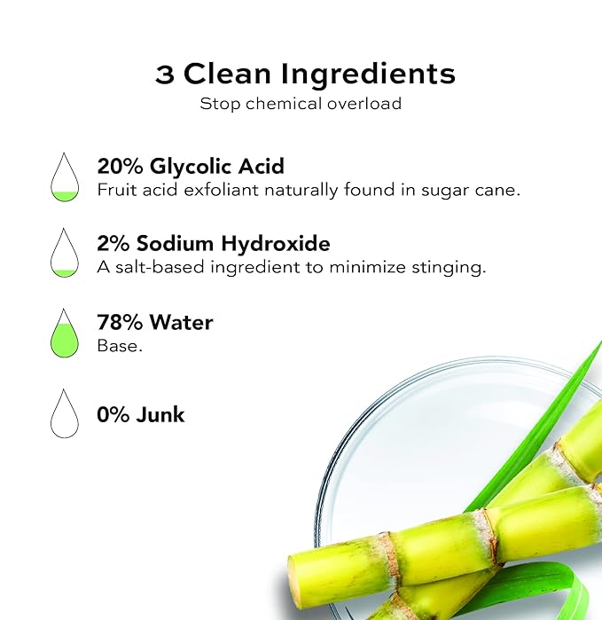 Glycolic Acid 20% Peel Serum - Exfoliates, Brightens, Reduces Dark Spots