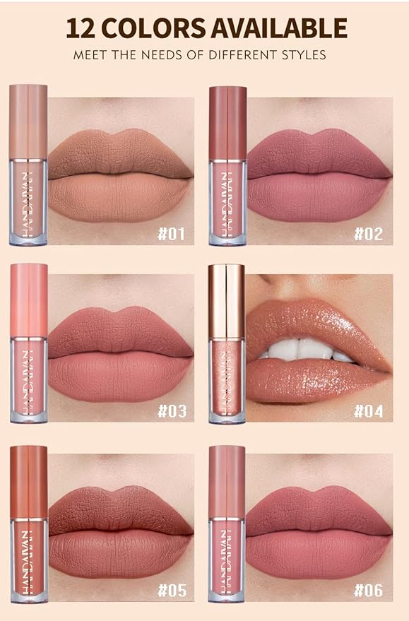12 Colors Book Style Velvet Matte Liquid Lipstick Christmas Gift Set Long-Lasting Non-Stick Cup Not Fade Shimmer Nude Lip Gloss Thanks For the Love Lip Set (Set A)