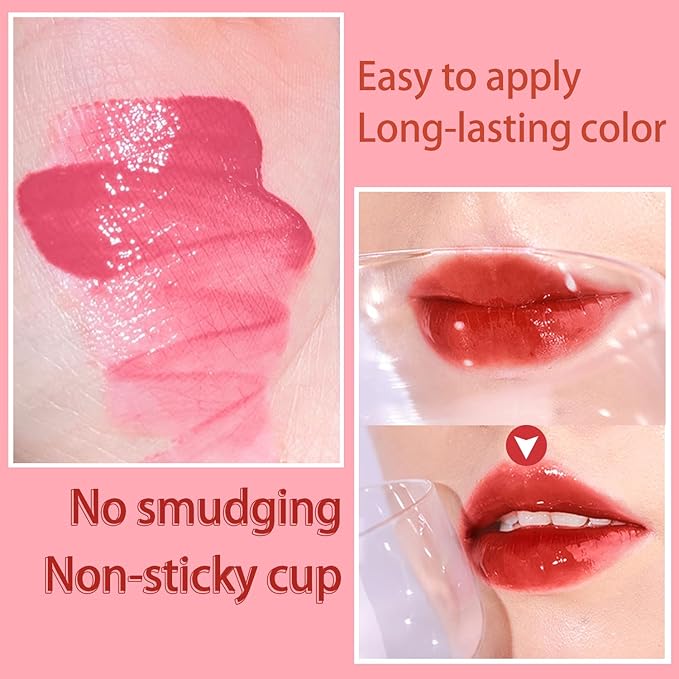 7 Colors Lip Stain Set, Watery Lip Tint Stain Mini Liquid Matte Lipstick, Multi-use Lip Cheek Tint, Moisturizing Plump Lip Gloss, Lightweight Non-Sticky, Long Lasting Vivid Lip Tint Makeup (Peach)