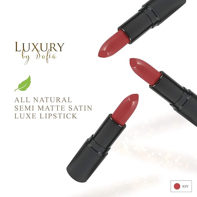 All Natural Lipstick, Semi Matte Lip Color, Moisturizing Lipstick, Non Toxic, Non GMO, Highly Pigmented, Long Lasting Lipstick, Vegan Makeup for Women (7 Shades)