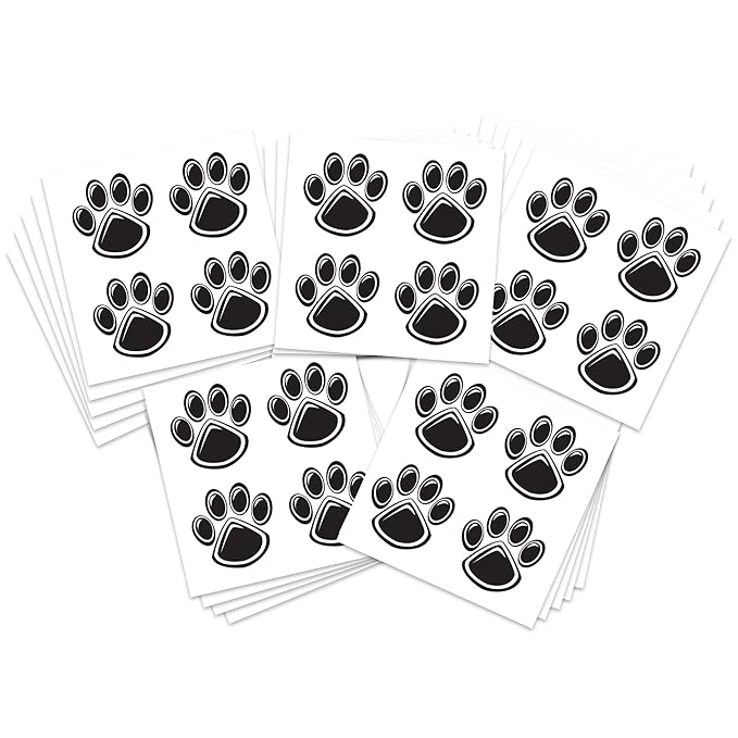 FashionTats Sport Spirit Temporary Tattoos | 100 Tattoos (Black Paw)