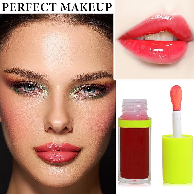 Lip Plumping Lip Gloss,Big Brush Head Lip Oil Hydrating Nourishing & Smooth Glossy Lip Glow Oil,Moisturizing Tinted Lip Gloss Lip Balm Shiny and Vegan Plumping Lip Tint Care(#05)