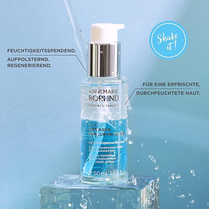 ANNEMARIE BÖRLIND - 2 Phase Hyaluronan Shake - Hyaluronic Acid + Aloe Vera + Black Forest Rose Stem Cells For Intense Hydration - Moisturizing, Plumping, Nourishing - 1.69 Fl. Oz.