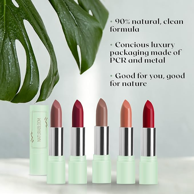 Vegan Lipstick (Almond) - Sensational One-Stroke Long Lasting Lipstick from Natural Oils & Butters - Full-Coverage Lip Color with Shea Butter & Coconut Extact - Premium Hydrating Lipsticks