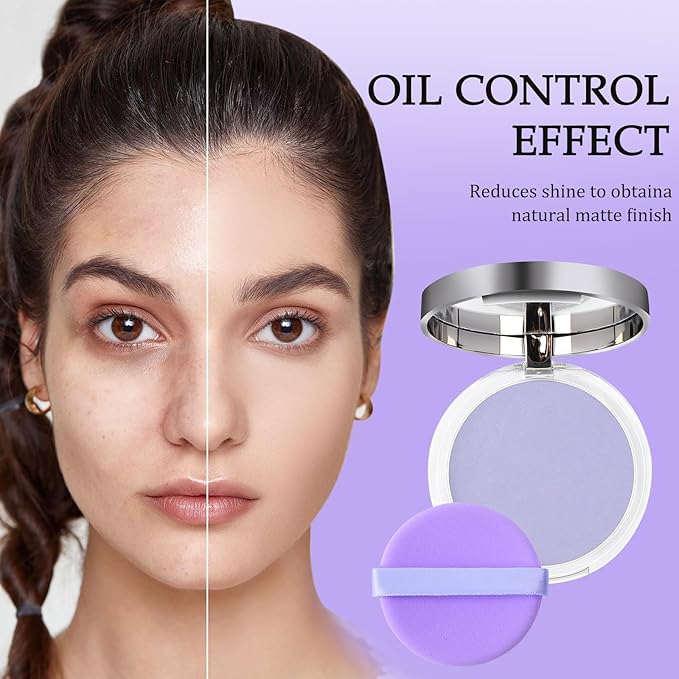 Chillab Lavender Matte Powder,Lavender Jelly Pressed Powder Matte Makeup(2PCS) (2PCS)