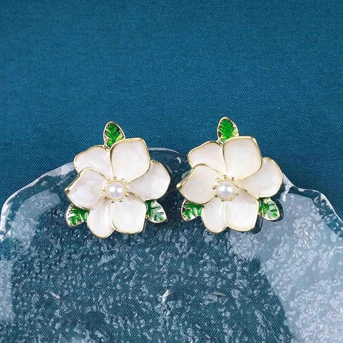 Unique Blue Flower Earrings Studs Vintage